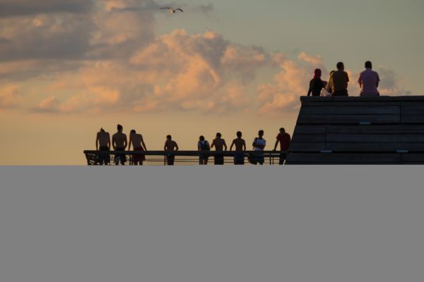 people,sunset,sea,sky,silhouette,skyline