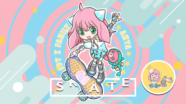circle,Spy x Family,Anya Forger,skateboarding,stuffed animal,crying