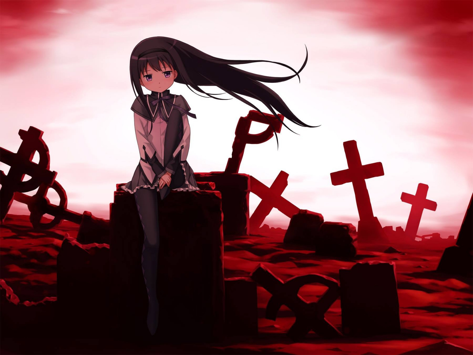 Wallpaper : illustration, anime, Mahou Shoujo Madoka Magica, Akemi