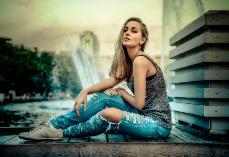 ženy, model, portrét, blondýnka, sedící, fotografování ženy, model, portrét, blondýnka, sedící, fotografování