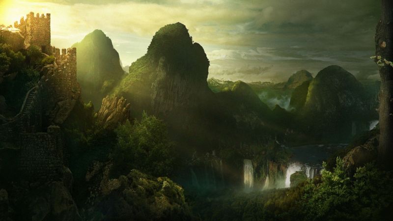 slunečnímu záření, les, fantasy umění, Příroda, odraz, svítání slunečnímu záření, les, fantasy umění, Příroda, odraz, svítání