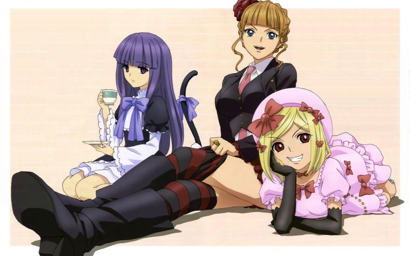 ilustrace, anime, kreslená pohádka, dívky, Pozadí, usměj se ilustrace, anime, kreslená pohádka, dívky, Pozadí, usměj se
