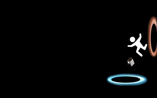 video games, minimalism, text, logo, Portal game, Aperture Laboratories