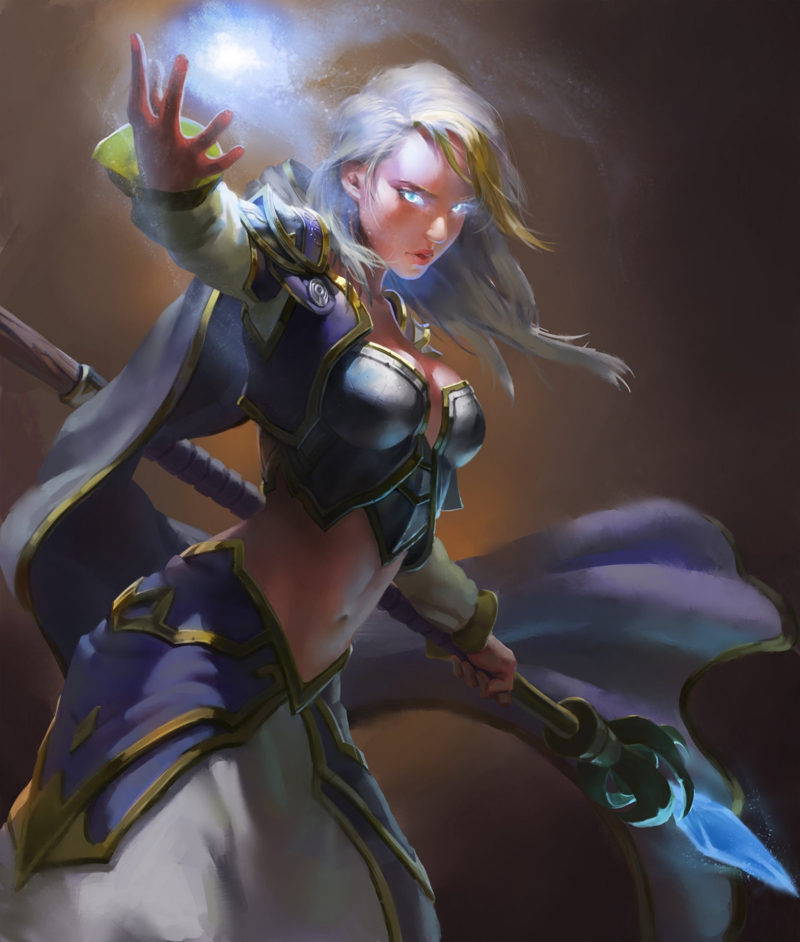 fantasy art, anime, Persoon, mythologie, Jaina Proudmoore, screenshot, beeldje, vrouw krijger