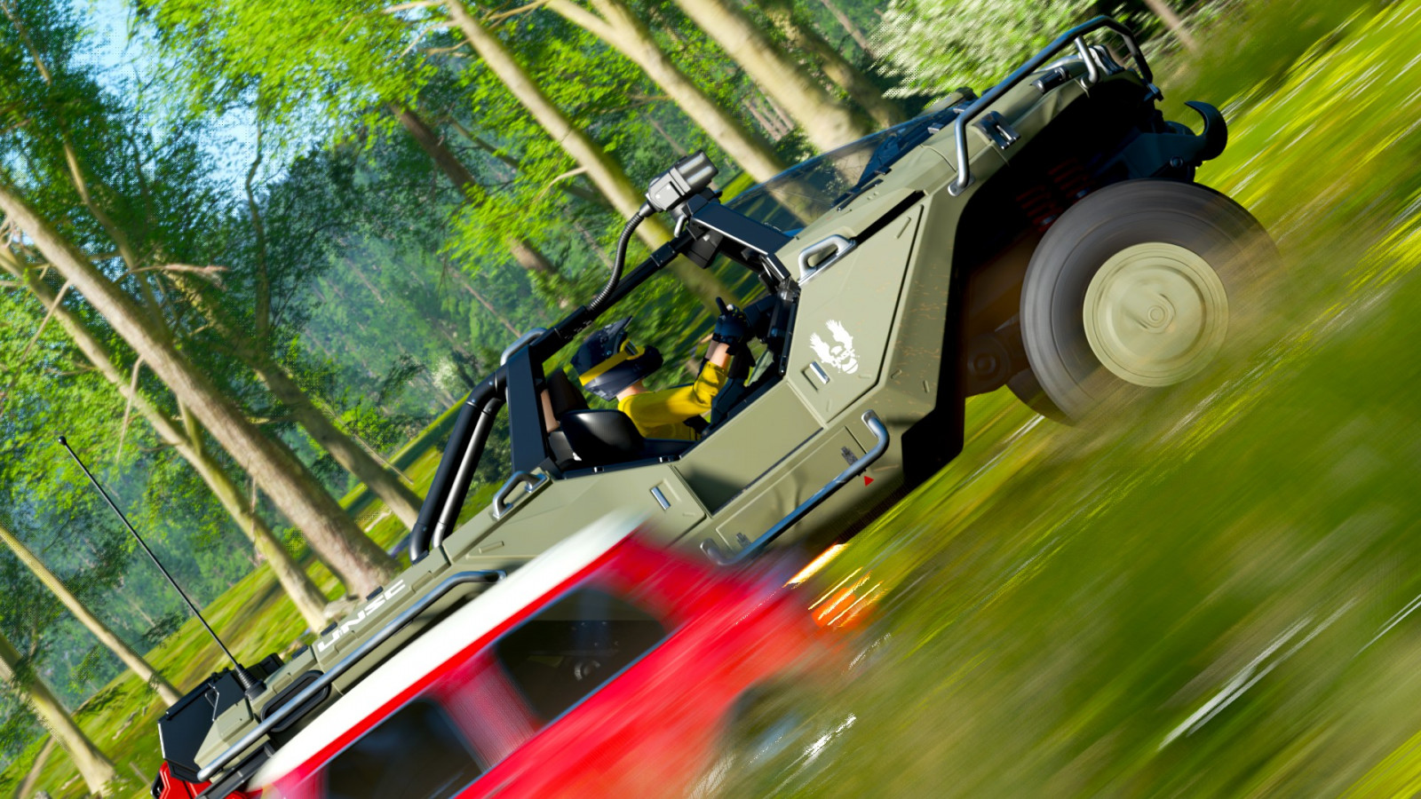 Forza Horizon 4, landscape, video games, water, vehicle, trees, blurred, blurry background, CGI, Video Game Art
