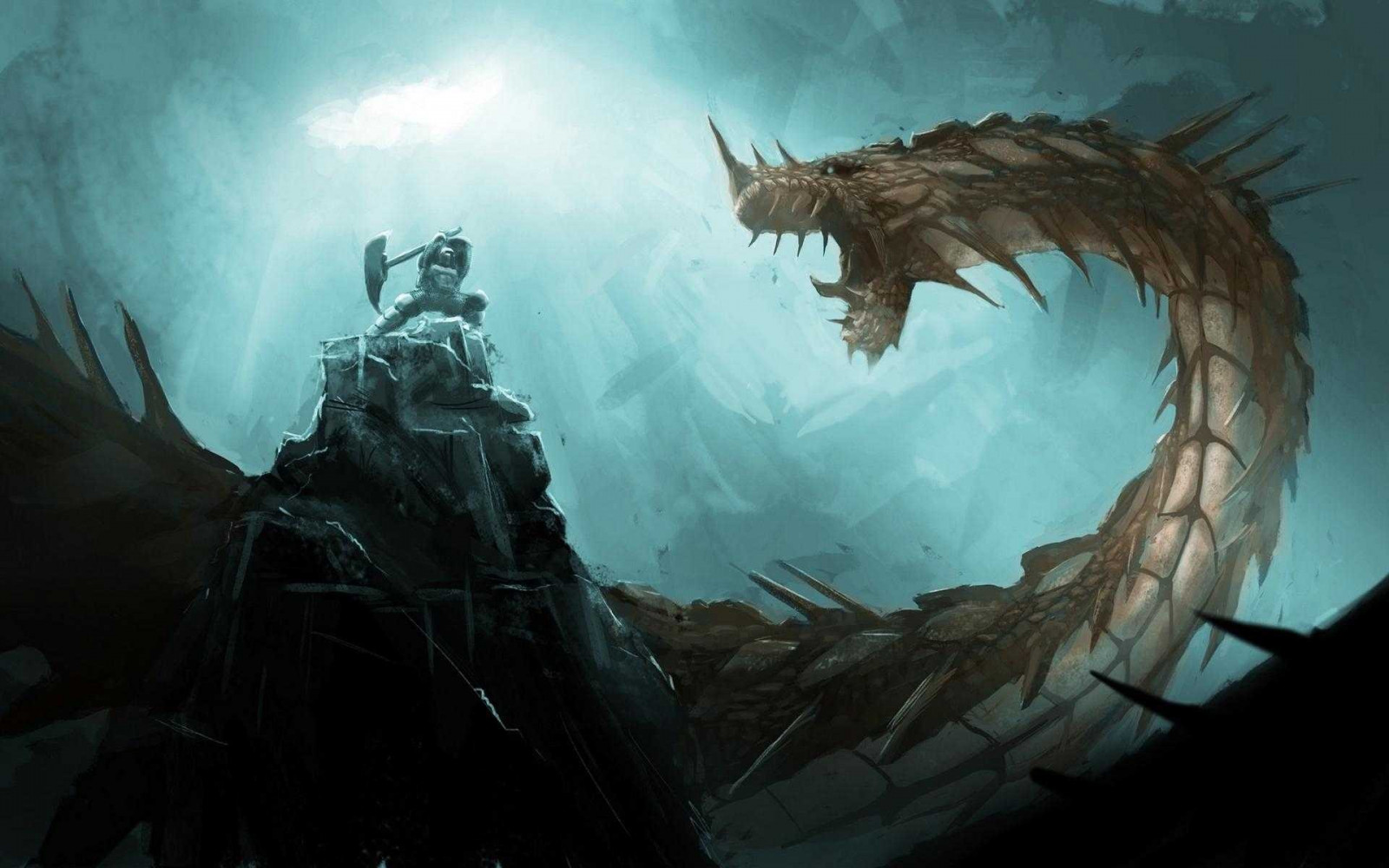 ilustração, Fantasia arte, obra de arte, Dragão, Guerreiro, mitologia, navio fantasma, Trevas, Captura de tela, Papel de parede do computador, personagem fictício