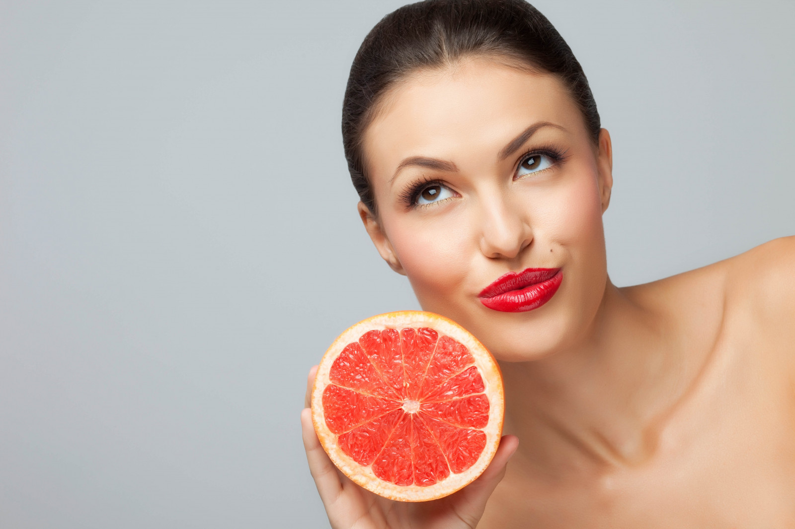 Wallpaper face, food, fruit, brown eyes, drink, eating, skin, citrus