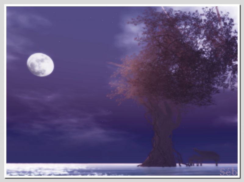 SL, druhý život, Měsíc, strom, klavír, GIMP SL, druhý život, Měsíc, strom, klavír, GIMP