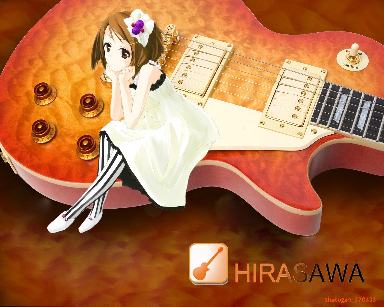 Wallpaper illustration, anime girls, guitar, musical instrument, K ON
