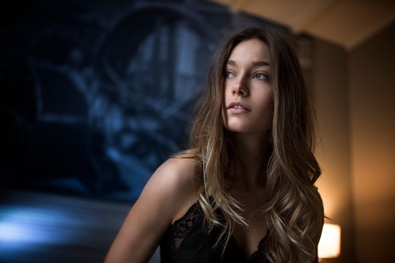 tvář,ženy,portrét,model,odvrátila,dlouhé vlasy