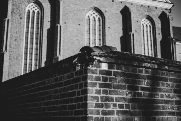 building,Lithuania,church,cctv,bricks,wall