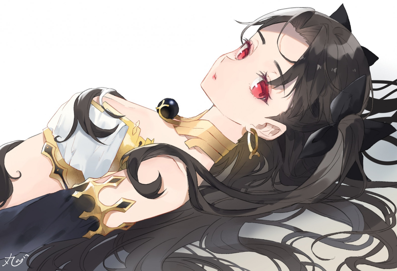 Wallpaper : black hair, red eyes, long hair, cleavage, Ishtar Fate