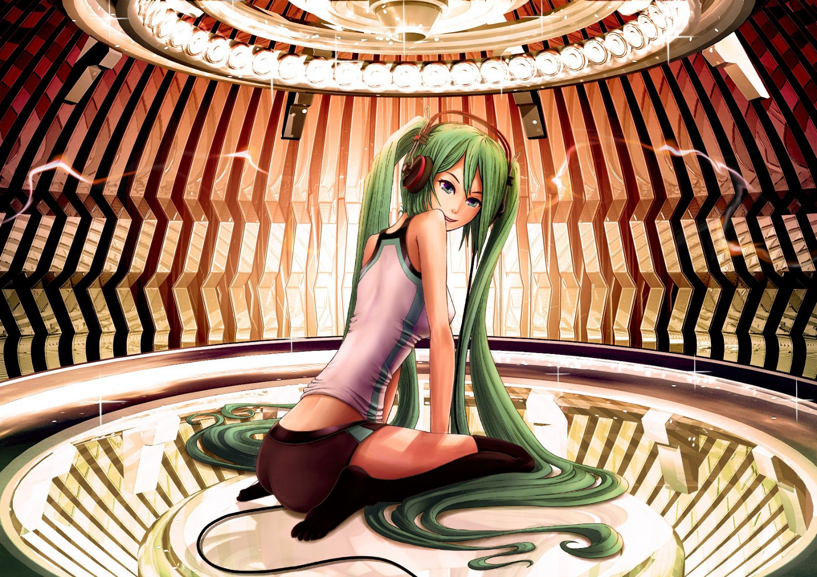 Wallpaper anime girls, Vocaloid, Hatsune Miku, headphones, image