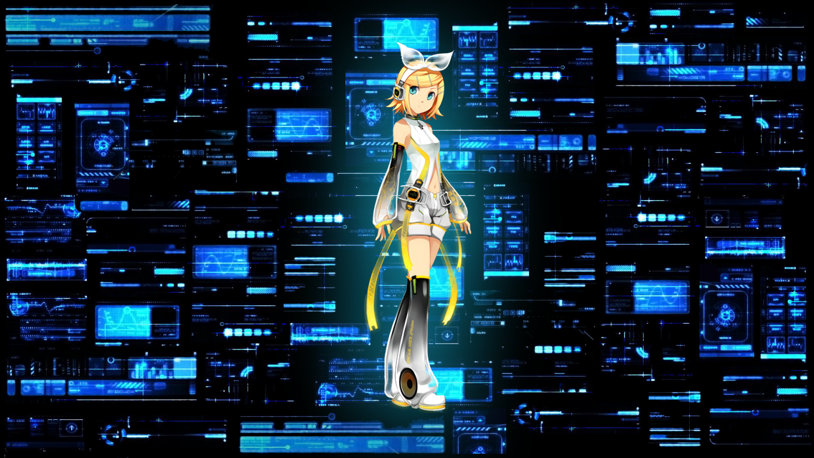 Vocaloid, Kagamine Rin, színpad, screenshot, háttérképként