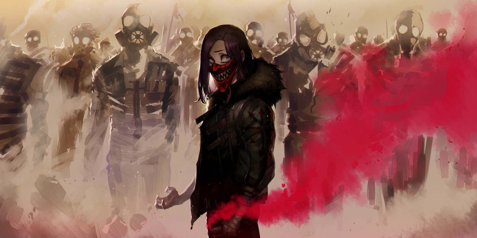 Wallpaper portrait display, riot, fictional characters, gas masks