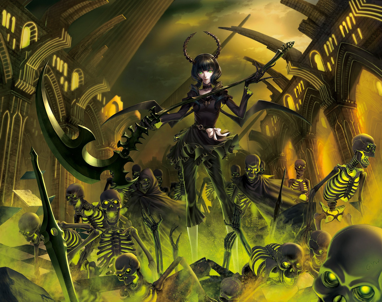 ilustrace, anime, anime dívky, zbraň, Black Rock střelec, komiks, mytologie, mrtvý mistr, Snímek obrazovky, počítač tapeta