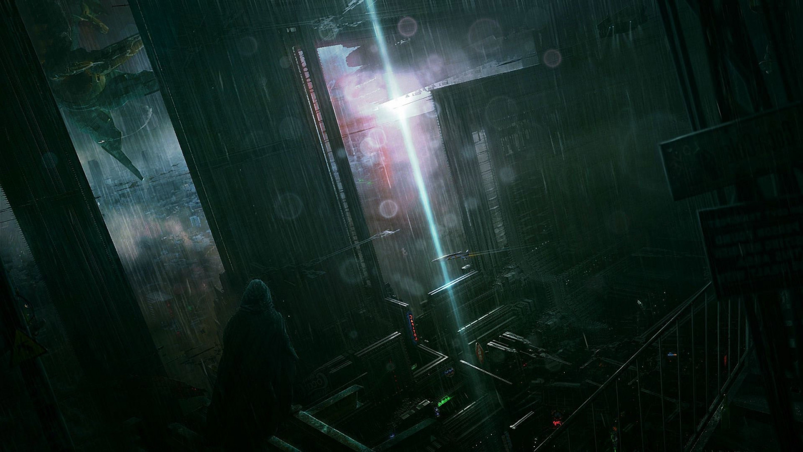 slunečnímu záření, digitální umění, město, futuristický, umělecká díla, atmosféra, půlnoc, světlo, tma, Snímek obrazovky, 1920x1080 px, počítač tapeta, zvláštní efekty