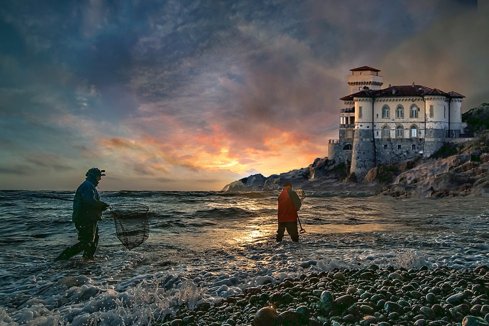 solnedgang, hav, vand, kyst, himmel, strand, solopgang, Turisme, aften, kyst, horisont, skumring, Livorno, KUNST, Tramonto, Sky, ocean, bølge, hoppe, castello, krop af vand, ambrosioni, zzmanipulation, Pescatori, paura, Boccale