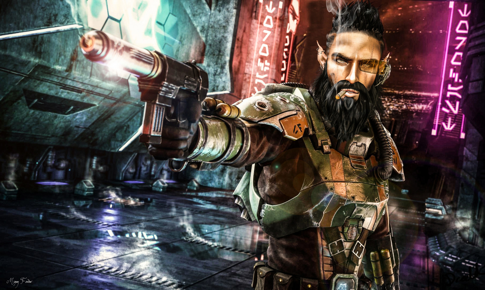 elfe, fantaisie, héros, Scifi, guerrier, solitaire, biomechanics