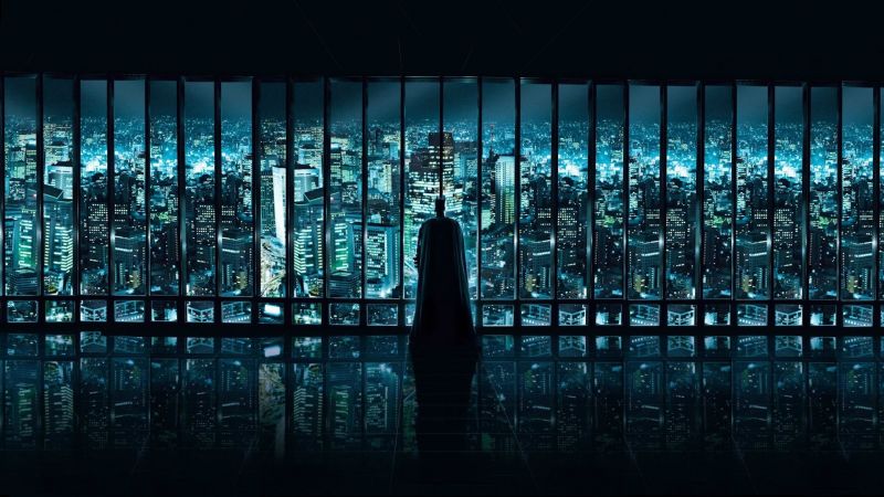都市景観, 夜, 反射, バットマン, スカイライン, 対称 都市景観, 夜, 反射, バットマン, スカイライン, 対称