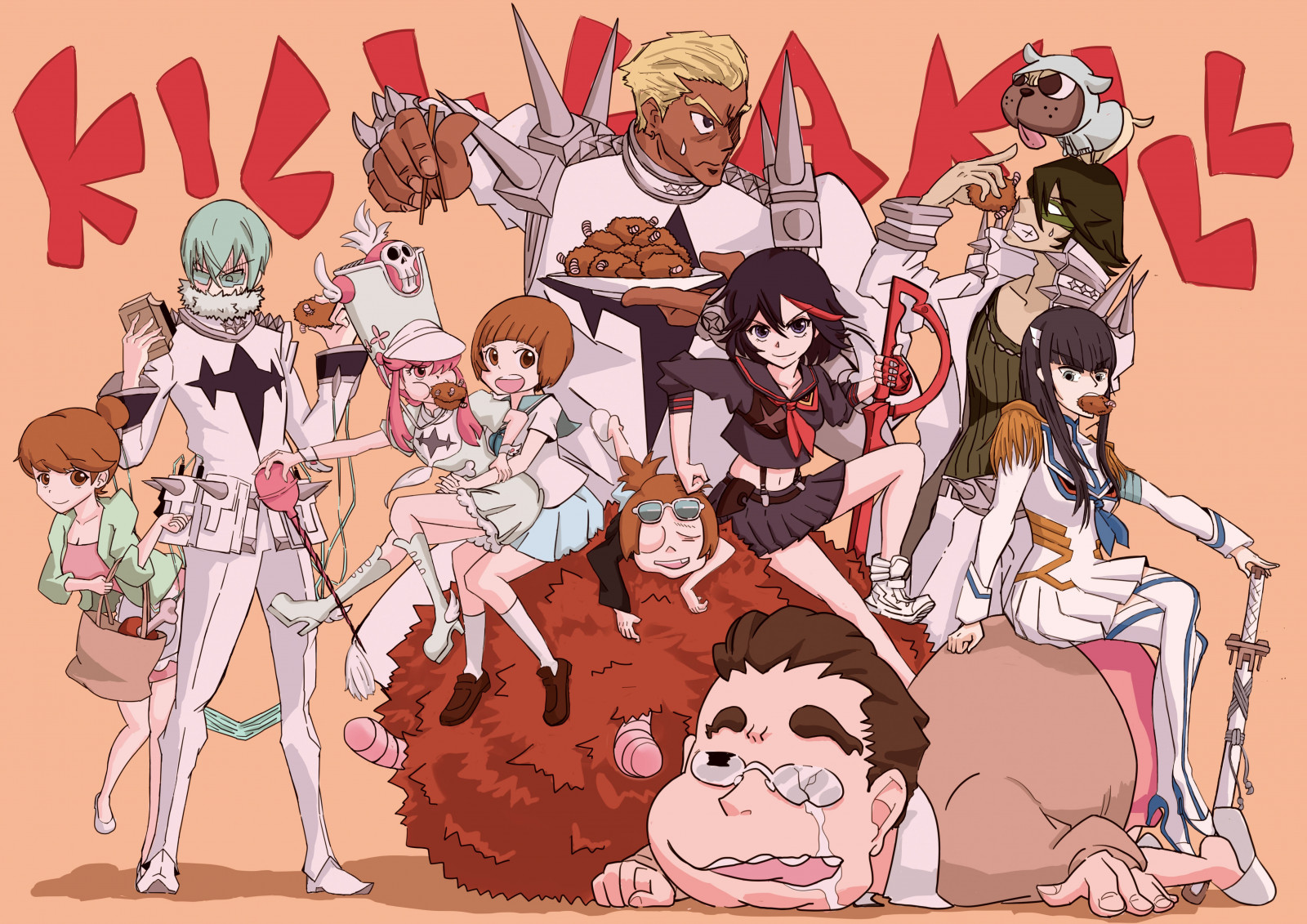 Illustration, Anime, Karikatur, Jakuzure Nonon, Kill la Kill, Comics, Matoi Ryuuko, Kiryuin Satsuki, Mankanshoku Mako, Mangaka