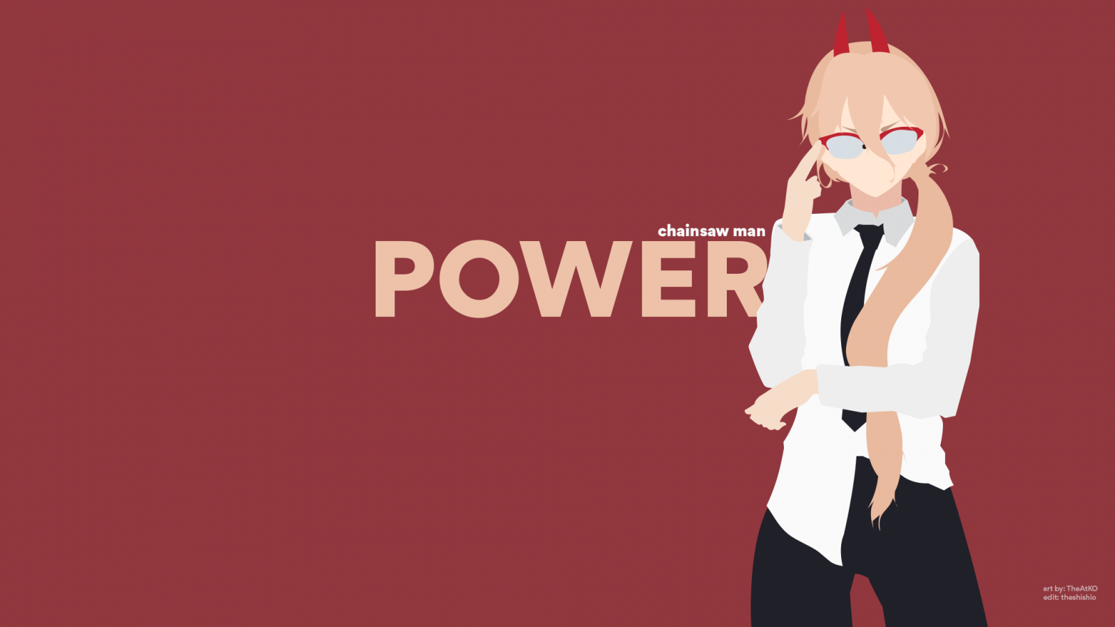 anime, Chainsaw Man, Power Chainsaw Man, anime dívky, minimalismus, jednoduché pozadí