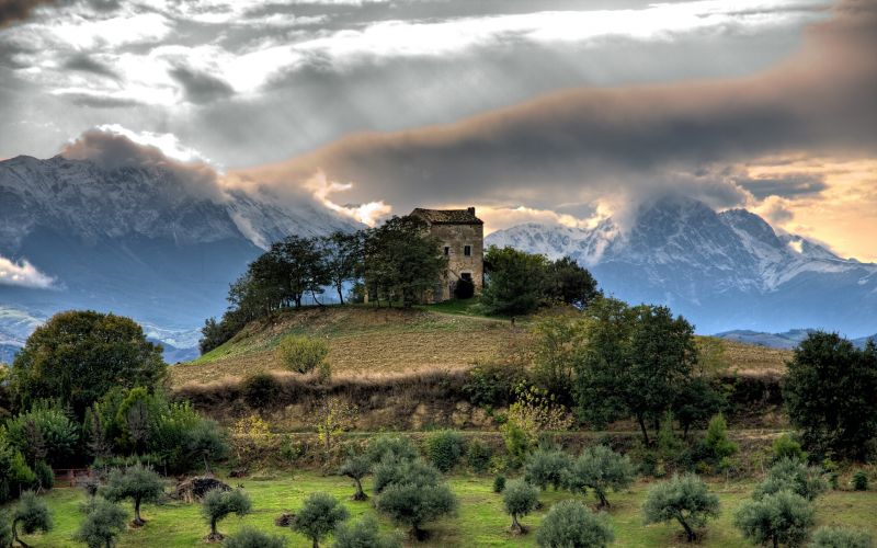 luz de sol, paisaje, montañas, colina, rock, Italia luz de sol, paisaje, montañas, colina, rock, Italia