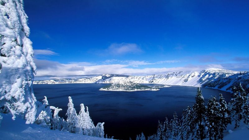 panorama, lago, natureza, reflexão, neve, inverno panorama, lago, natureza, reflexão, neve, inverno
