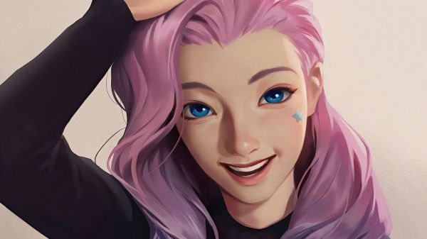 Wallpaper : Liang Xing, drawing, League of Legends, women, seraphine
