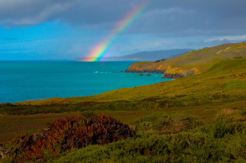 duha, nebe, vysočina, jezero, meteorologický jev, jev