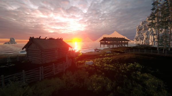 CGI,digital art,Unity,beach,water,fisherman