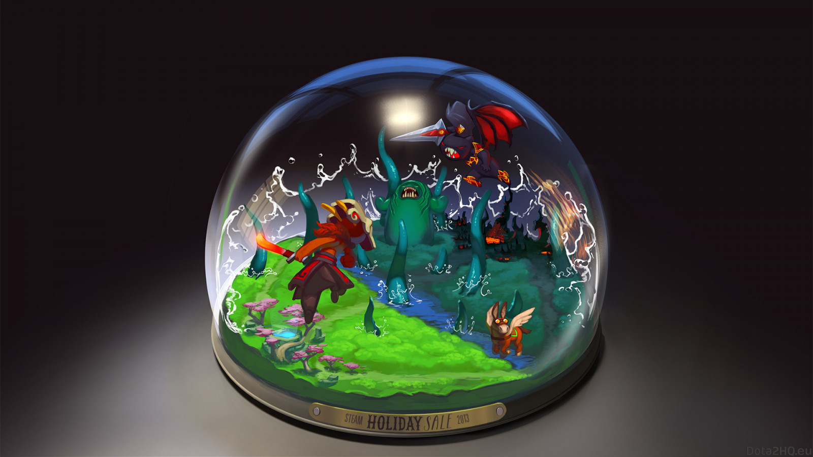 ilustração, esfera, Terra, vidro, Dota 2, Brinquedo, Globo de neve, ARTE, cor, Captura de tela