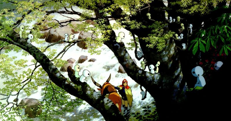 anime, větev, Princezna Mononoke, Studio Ghibli, džungle, deštný prales anime, větev, Princezna Mononoke, Studio Ghibli, džungle, deštný prales