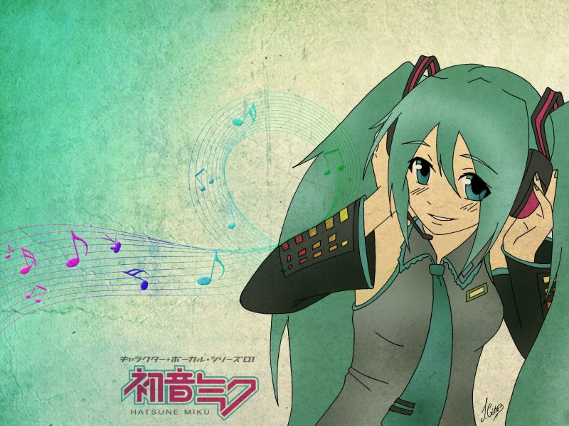 ilustrace, anime, manga, kreslená pohádka, zelená, Hatsune Miku ilustrace, anime, manga, kreslená pohádka, zelená, Hatsune Miku