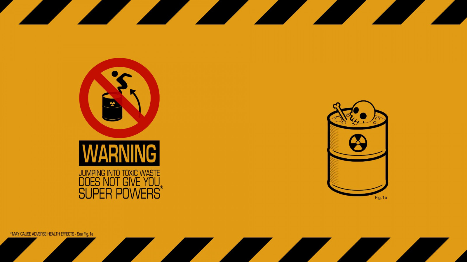 ilustrace, minimalismus, text, logo, žlutý, jednoduchý, ostatky, lebka, varovné značky, značka, radioaktivní, 1920x1080 px, font