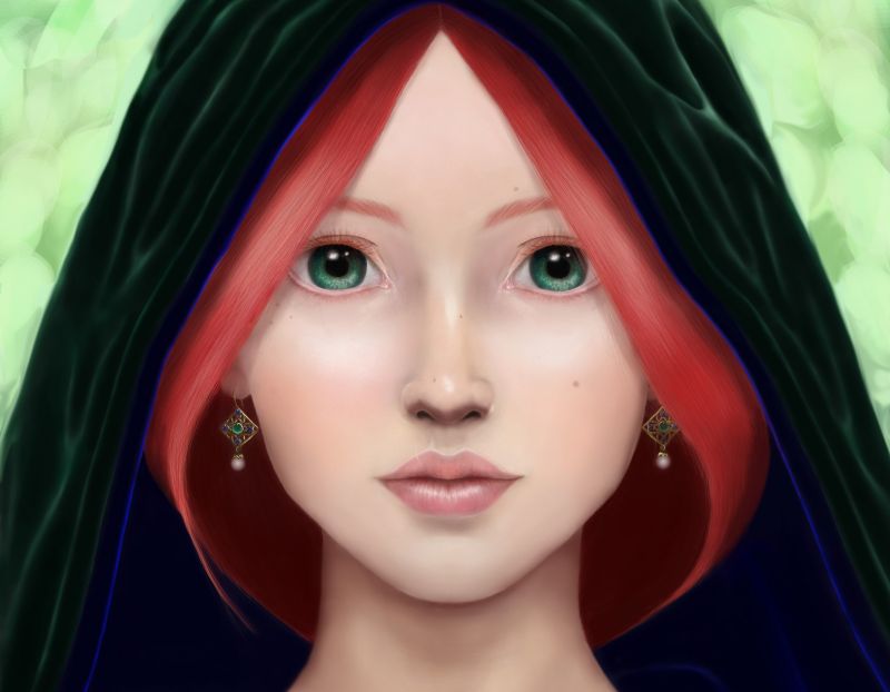 face, women, model, red, artwork, green face, women, model, red, artwork, green