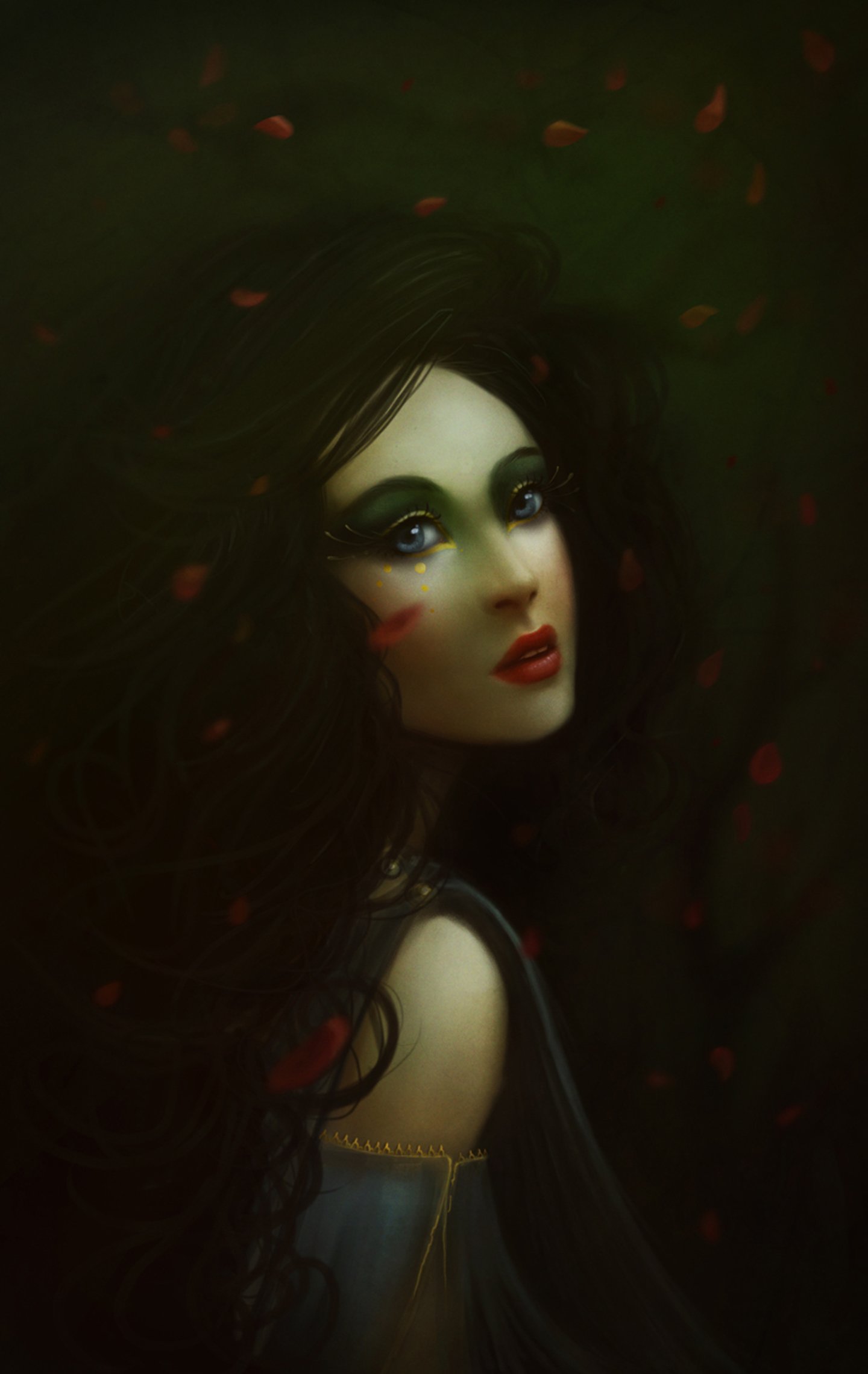 1440x2279 px, smuk, ansigt, fantasi, pige, hår, lang, magi, portræt