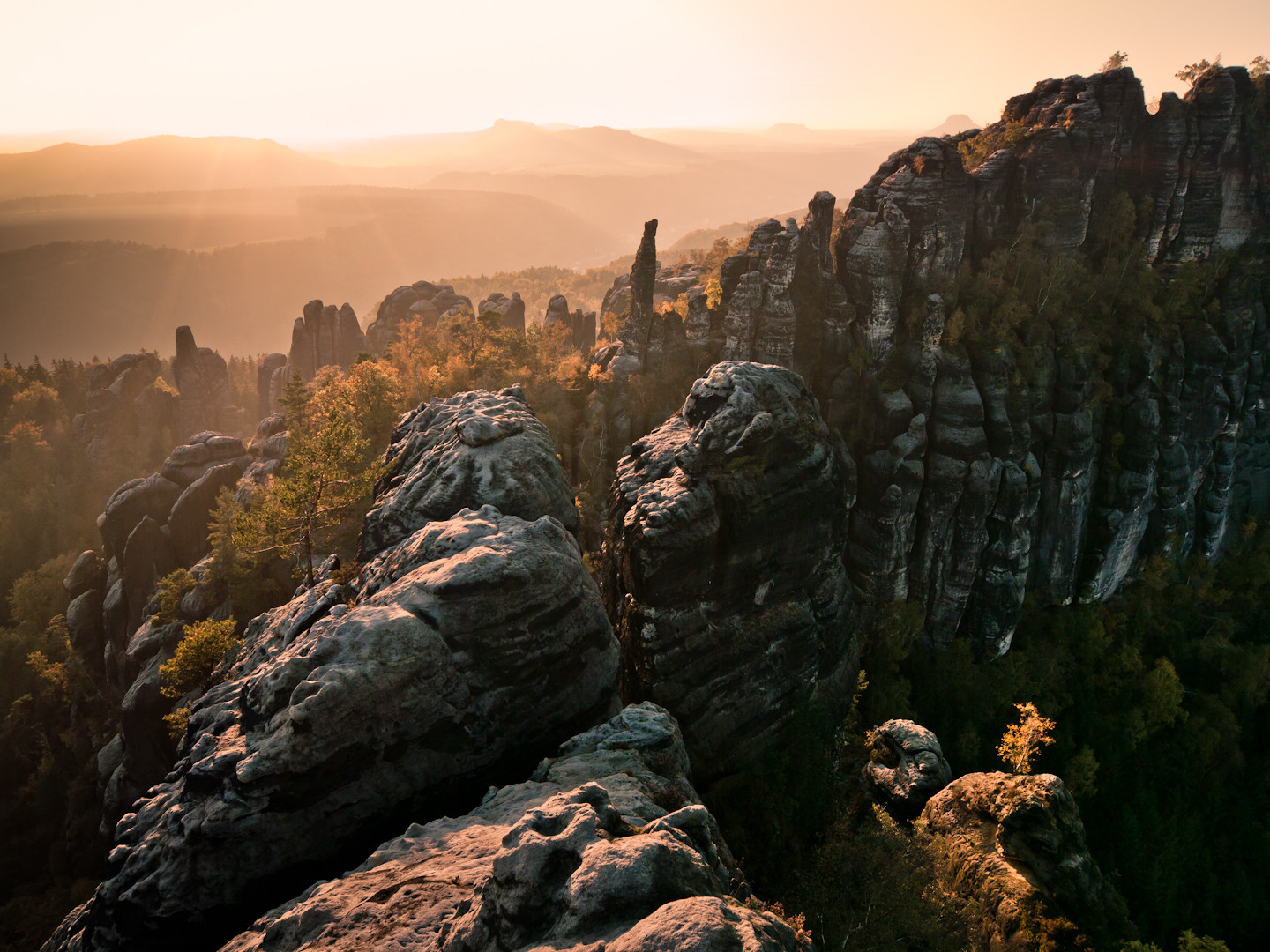 Germany Rocks Wallpaper : trees, landscape, sunset, hill, rock, nature, sky, hills ...