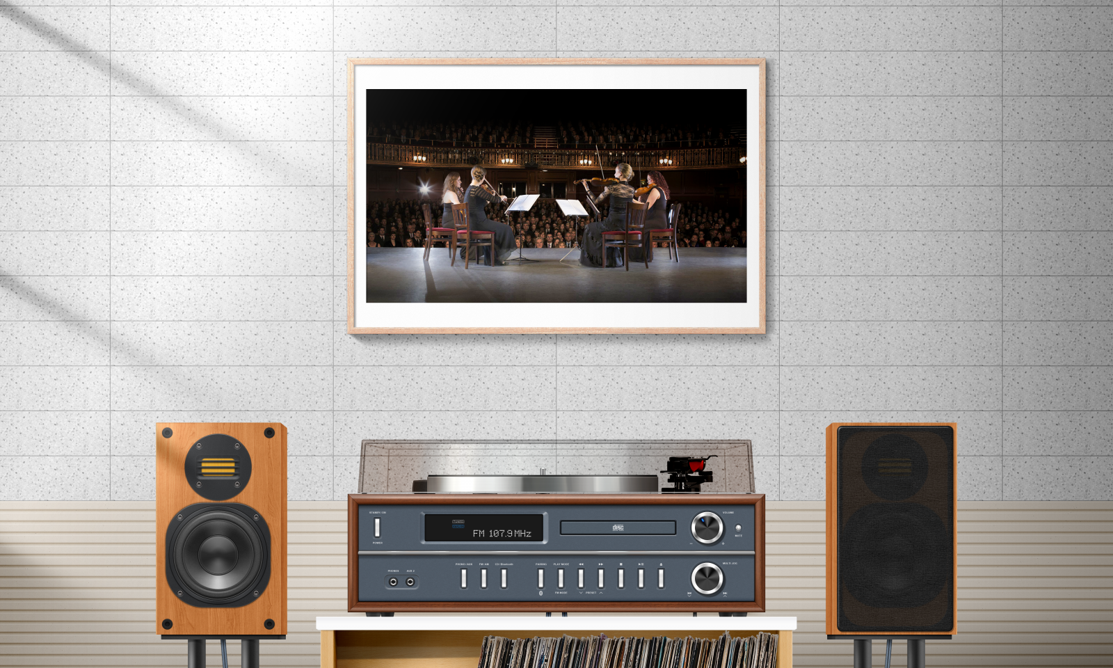 Wallpaper audio, picture frames, minimalism, CGI 5000x3000