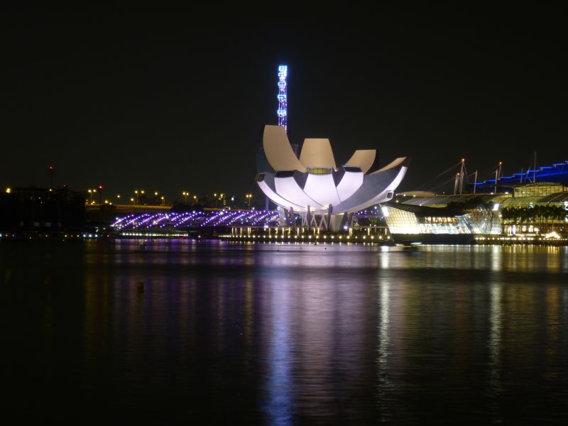 città,notte,Marina,luci,baia,Singapore