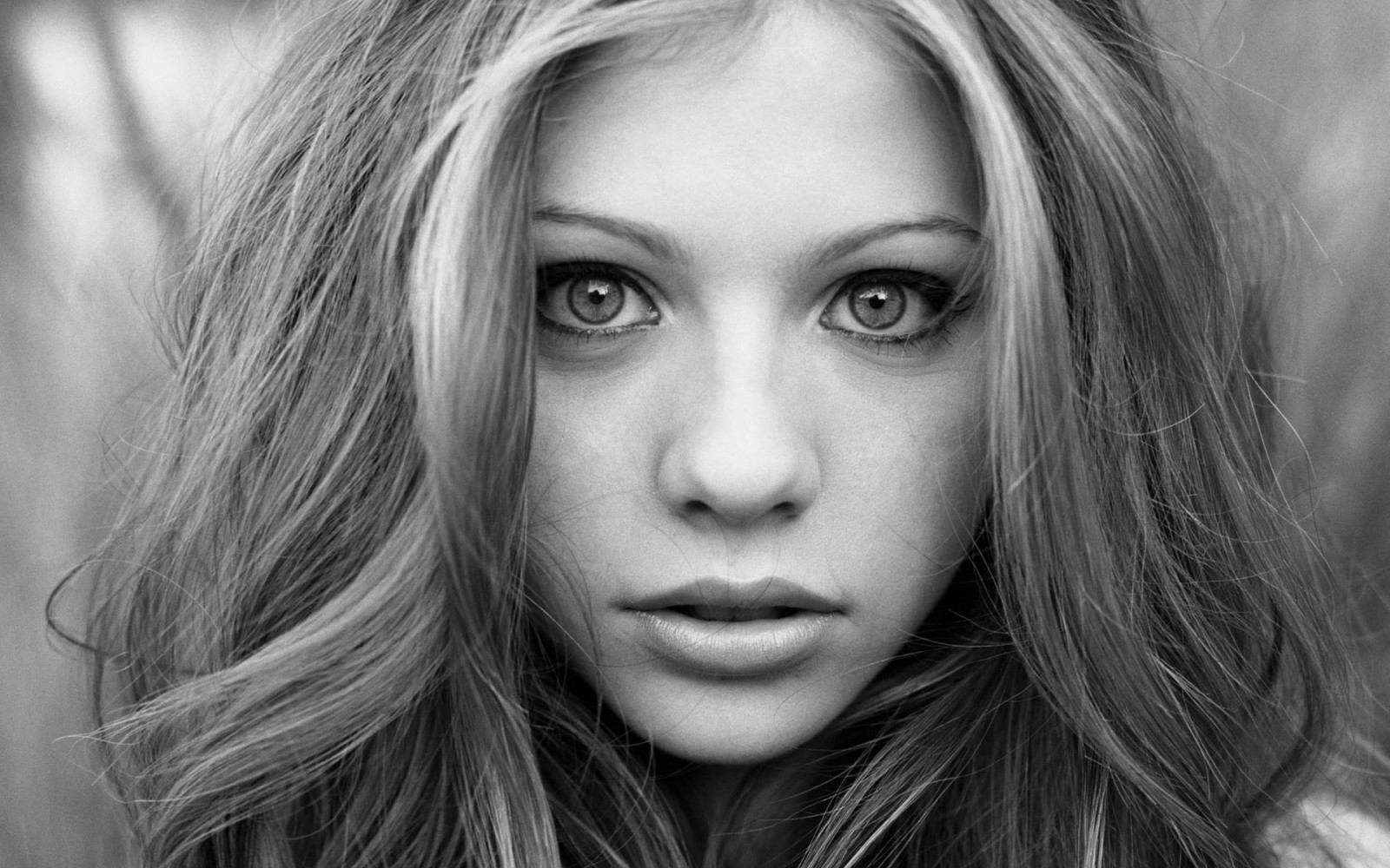 tvář, bílý, Černá, ženy, černobílý, model, portrét, dlouhé vlasy, fotografování, vlasy, nos, Osoba, hlava, supermodelka, Michelle Trachtenberg, dívka, krása, oko, žena, dáma, blond, účes, 1920x1200 px, Černý a bílý, monochromatické fotografování, portrétní fotografie, focení, hnědé vlasy, umění model, mimika, Lidské tělo, orgán, zblízka