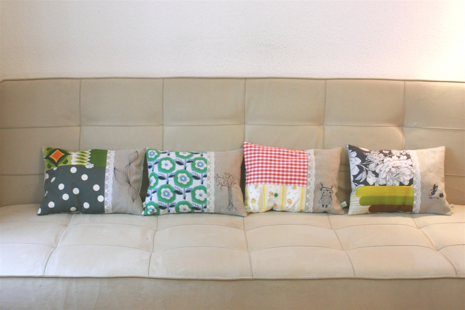 coniglietto, design, primavera, fatto a mano, biancheria, ricamo, cuscino, divano, divano, Pois, tessuto, cotone, patchwork, arredamento, cuscino, Ninon, Home decor, handmadepillow, freehandmachineembroidery, springfabric, handmadeinberlin, superninon