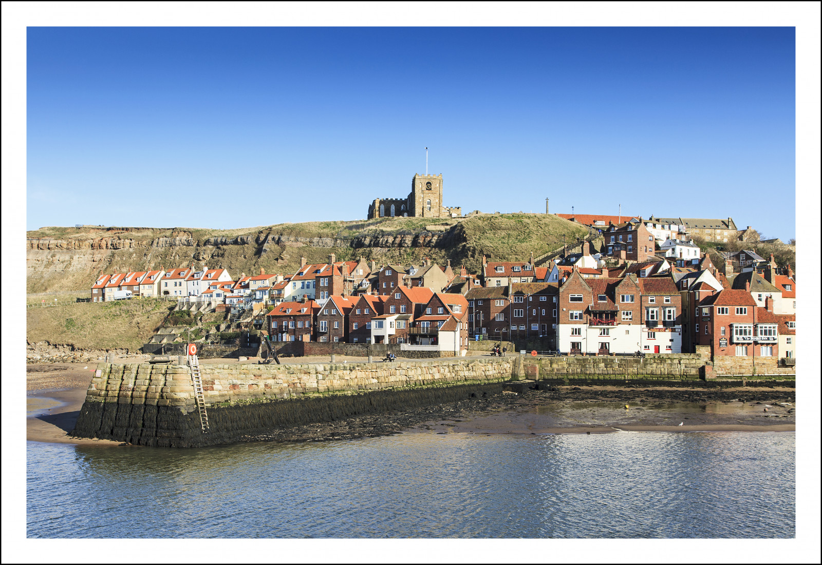 mare, città, acqua, rosso, cielo, blu, Inghilterra, villaggio, costa, Canone, molo, Chiesa, Yorkshire, case, cielo blu, canonef24105mm, whitby