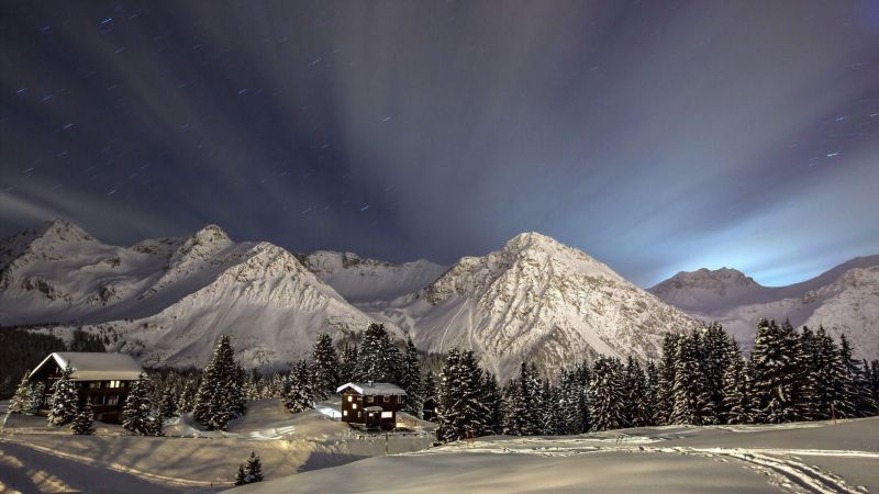 Landschaft, Nacht-, Natur, Schnee, Winter, Alpen Landschaft, Nacht-, Natur, Schnee, Winter, Alpen