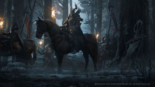 Daejeon Jang,drawing,warrior,armor,horse,torches