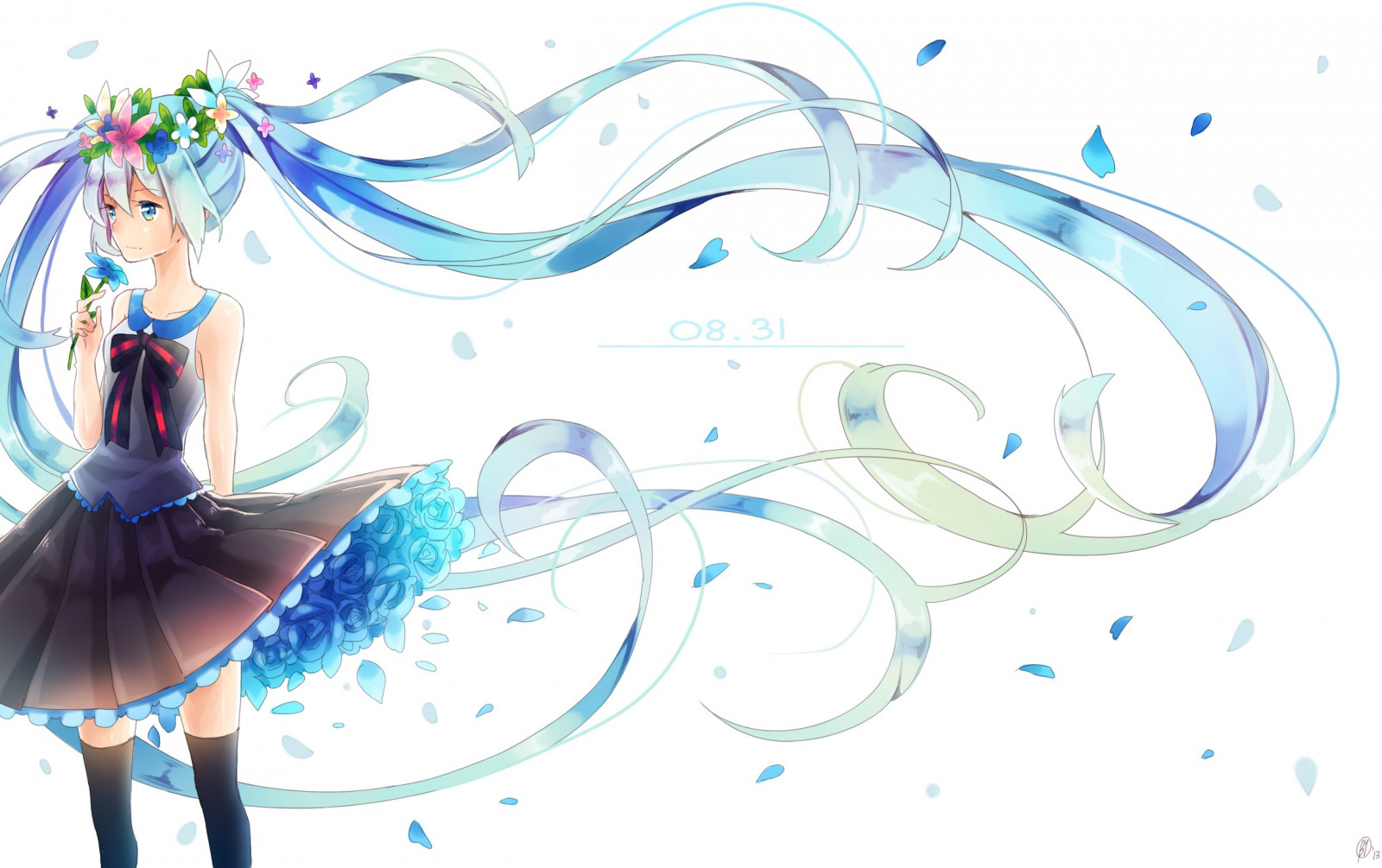 výkres, ilustrace, anime, šaty, kresba tužkou, kreslená pohádka, Vocaloid, Hatsune Miku, vlasy, dívka, čára, skica, yennineii