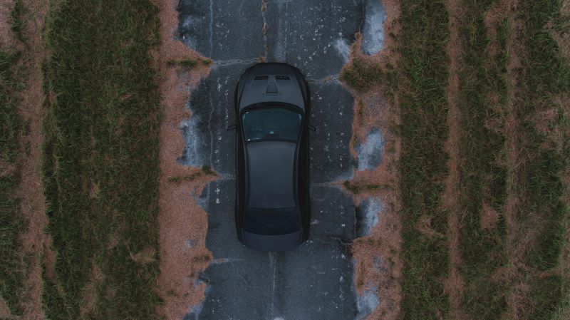 vista dall'alto, strada, auto