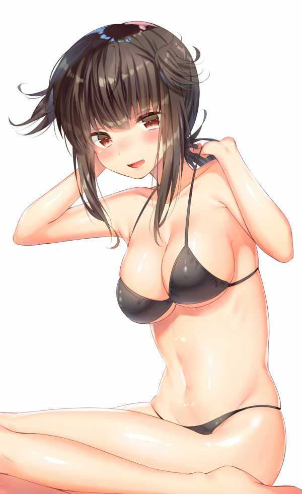 cleavage,Kantai Collection,bikini,Hatsuzuki KanColle,two piece swimsuit,underboob