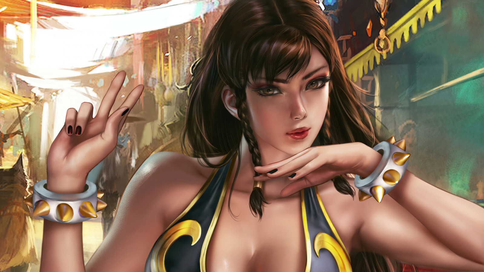 Chun Li, Street Fighter, video game characters, female warrior, artwork, Logan Cure