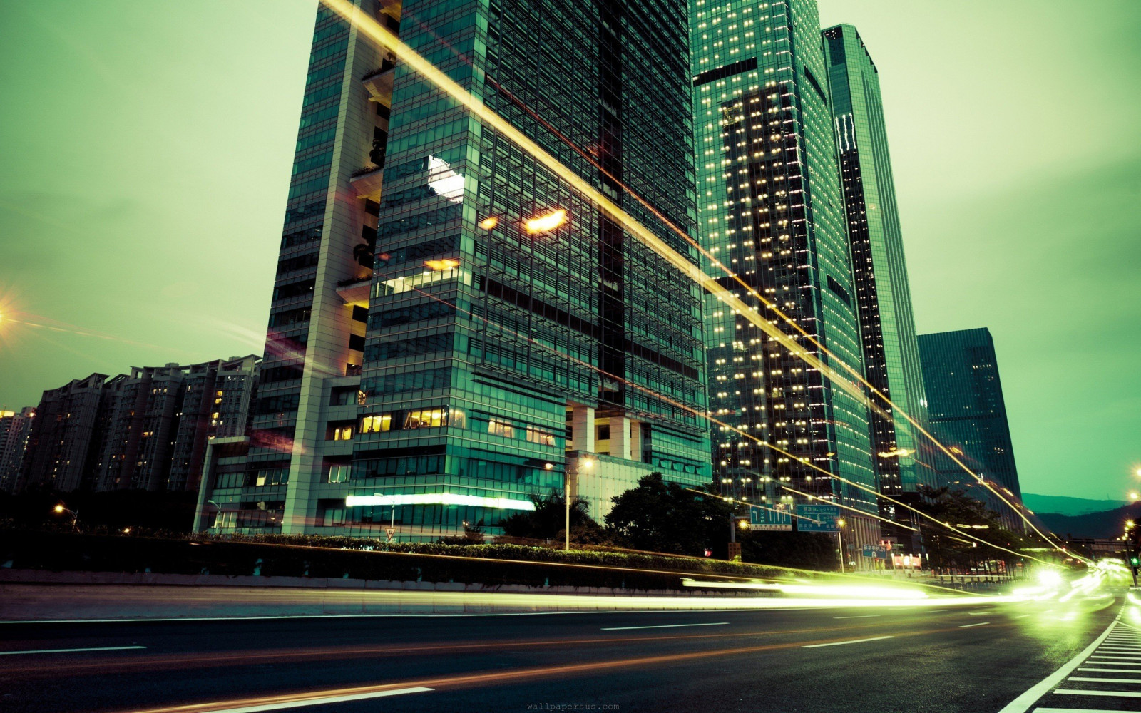 2560x1600 px, edificio, ciudad, autopista, larga exposición, fotografía, rascacielos, urbano